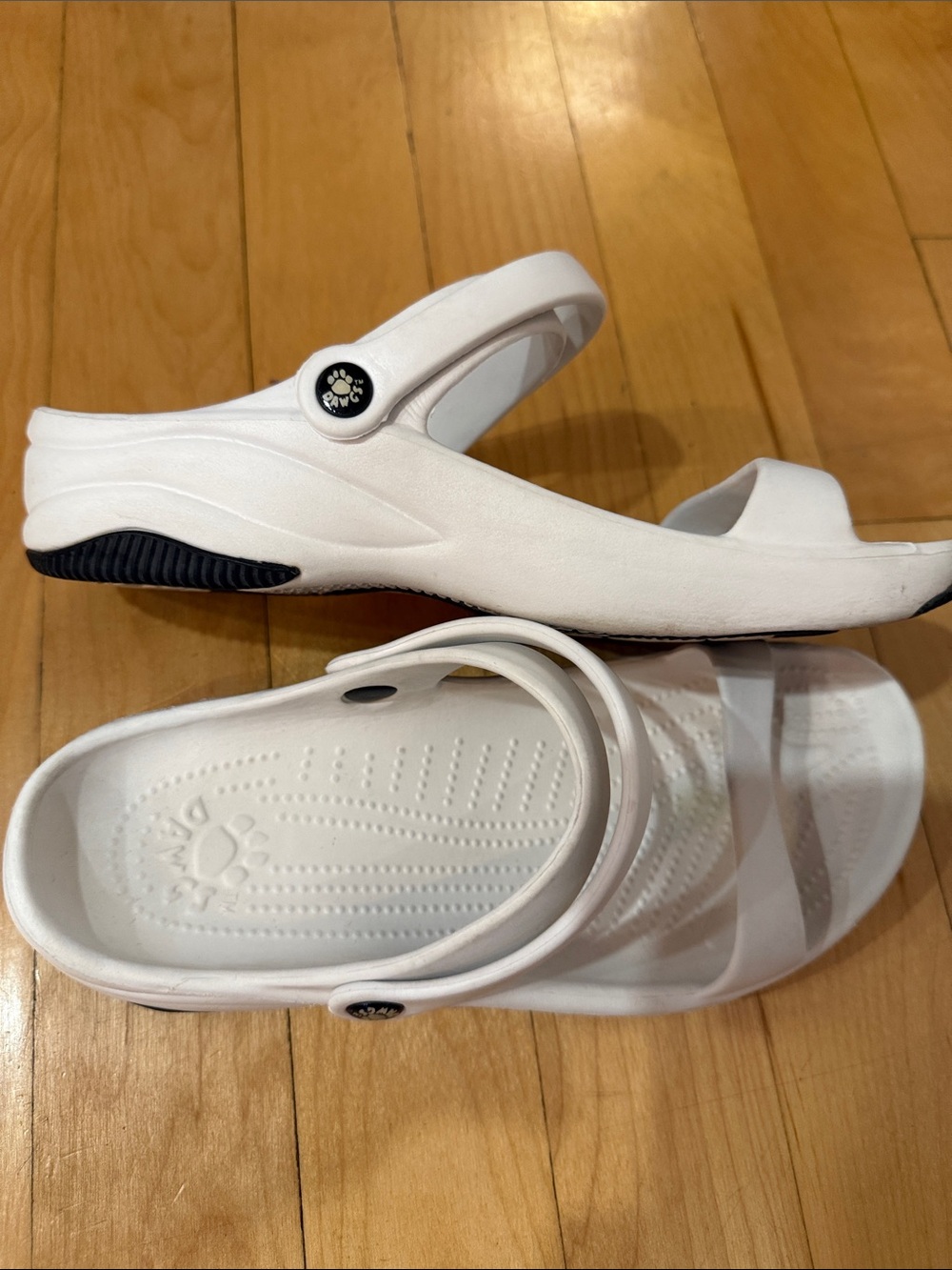 Dawgs White Slip-On Sandal with Black Heel Accents